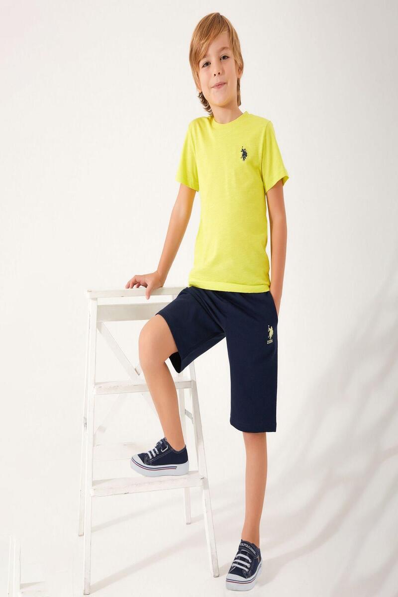 U.S. Polo Assn. 1354 Erkek Çocuk Live Naturals Limon Bermuda Takımı - SARI