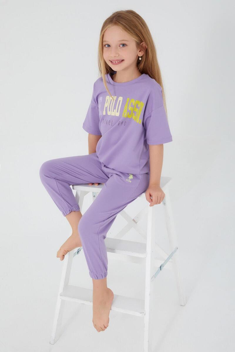 U.S. Polo Assn 1418 Sea Blue Kız Çocuk Kısa Kol Pijama Takım - LİLA