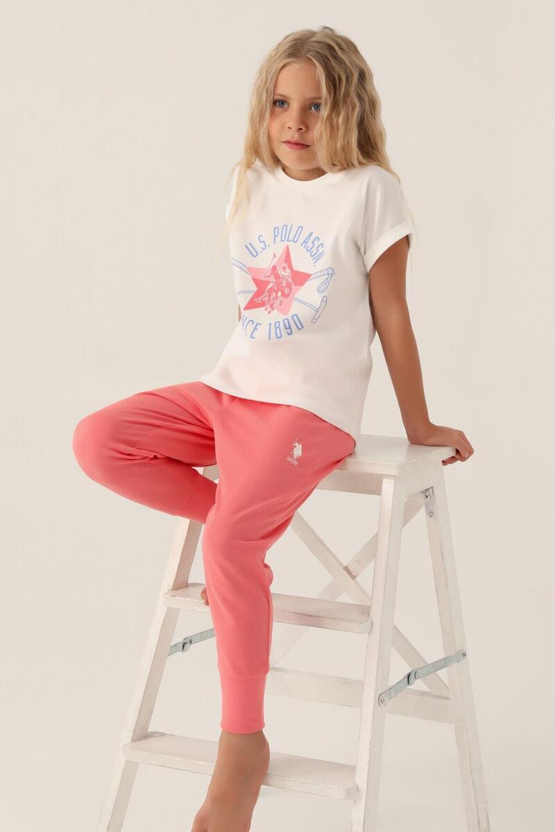 U.S. Polo Assn. 1838 Lisanslı Starry Krem Kız Çocuk Pijama Takımı - KREM