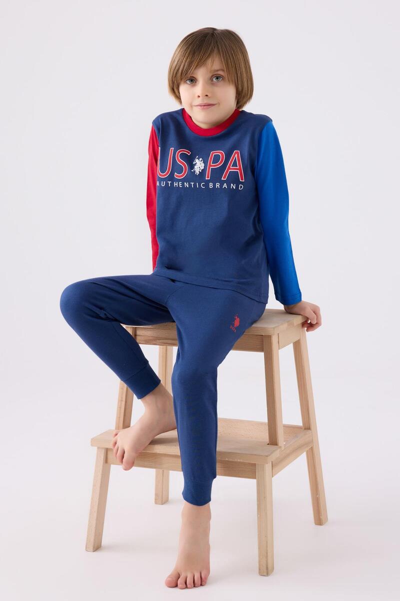 U.S. Polo Assn. 1919 Authentic Brand Erkek Çocuk Uzun Kol Pijama Takım - İNDİGO
