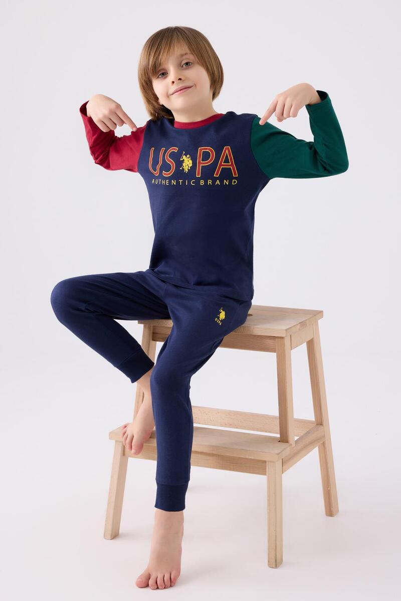U.S. Polo Assn. 1919 Garson Authentic Brand Erkek Çocuk Uzun Kol Pijama Takım - LACİVERT