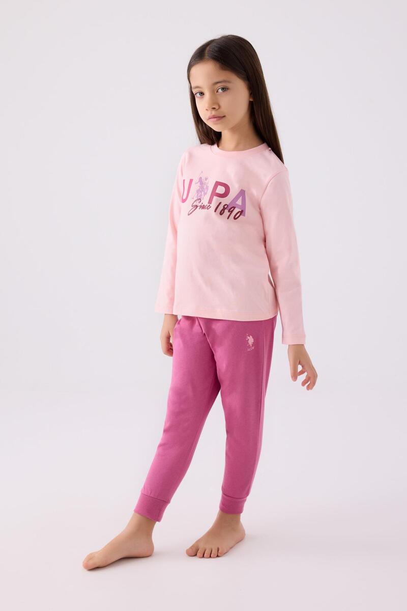 U.S. Polo Assn. 1970 Garson Since 1890 Kız Çocuk Pembe Uzun Kol Pijama Takım - PEMBE