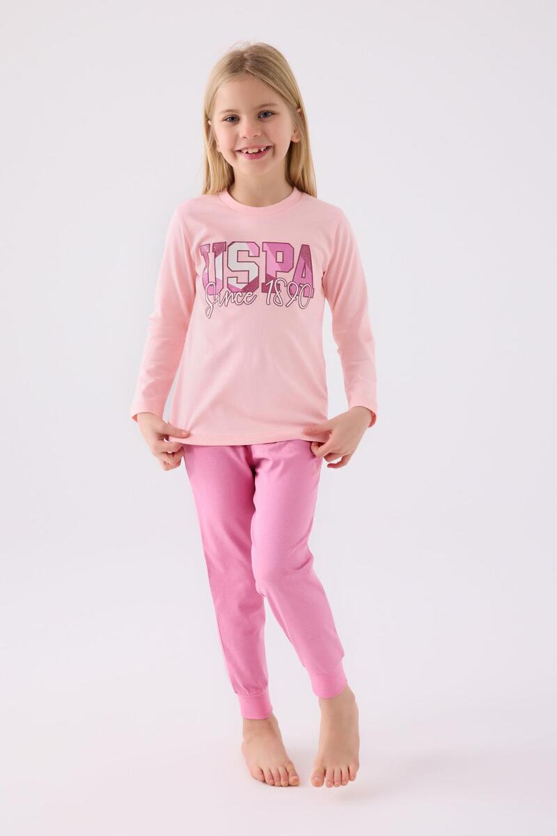 U.S. Polo Assn. 1984 Kız Çocuk Pembe Uzun Kol Pijama Takım - PEMBE