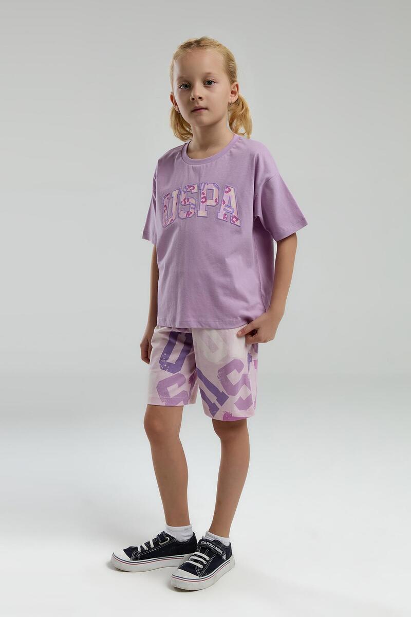U.S. Polo Assn Garson Kız Çocuk Kısa Kollu Şortlu Bermuda Pijama Takım - MOR