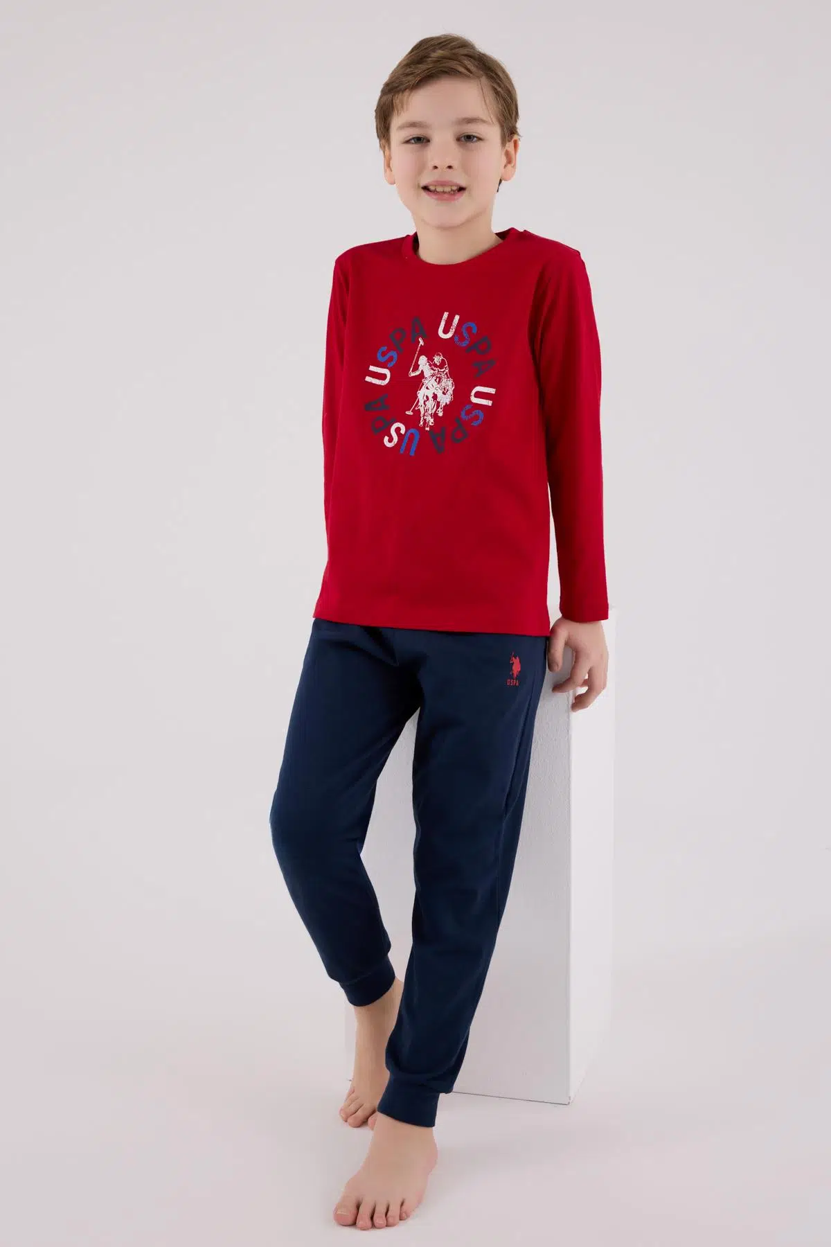 U.S. Polo Assn. Garson Erkek Uspa Logo Süprem 4 Mevsim Kumaş Uzun Kollu Lastikli Pijama Takım