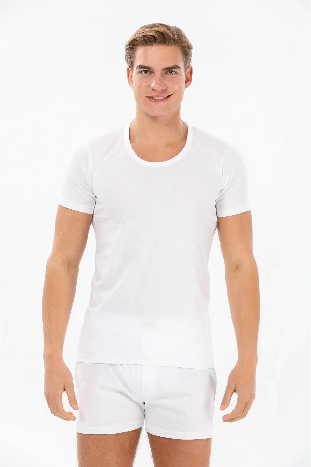 Yıldız 01 Erkek Büyük Beden Beyaz Süprem Pamuk Yuvarlak Yaka Fanila Atlet - BEYAZ