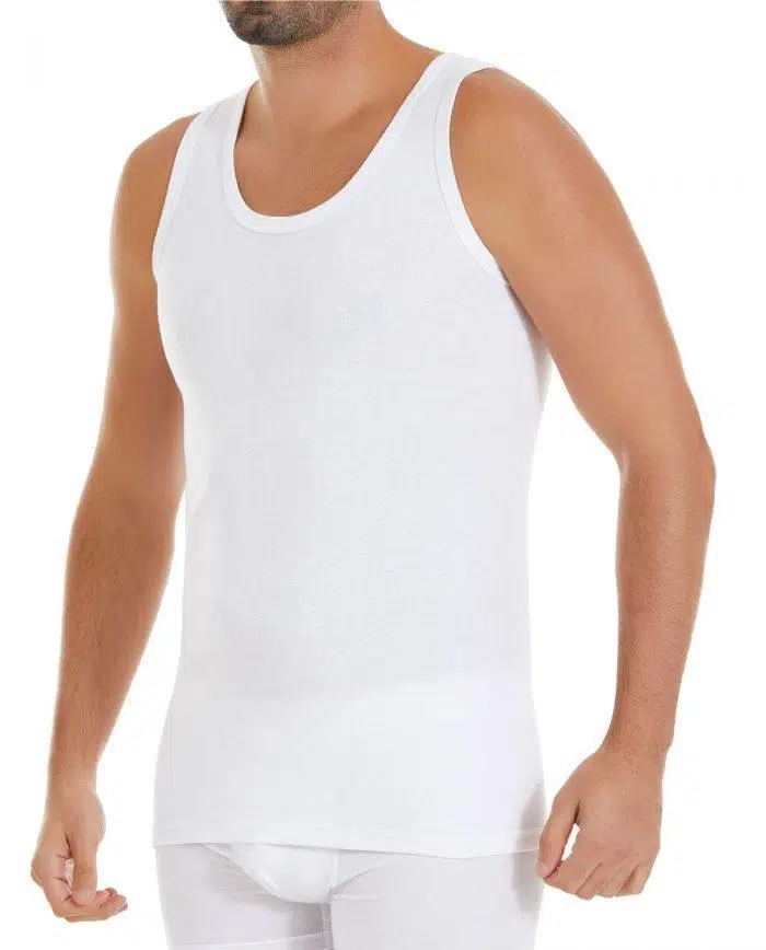 Yıldız 04 Büyük Beden %100 Pamuk Ribana Erkek Atlet - BEYAZ