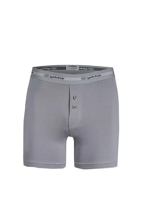 Yıldız 112 Erkek Pamuklu Gri Likralı Uzun Boxer - GRİ