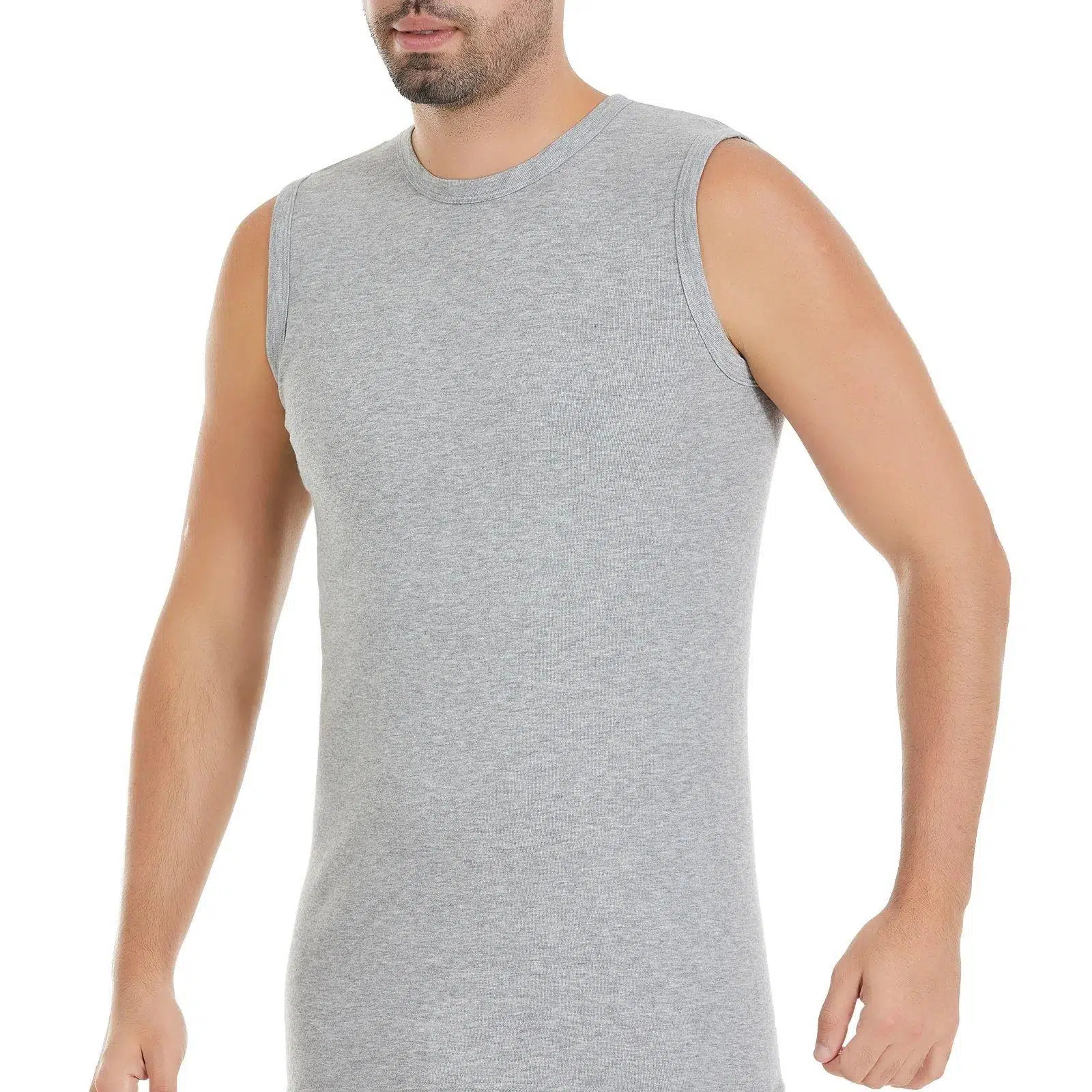 Yıldız 14 Erkek Gri %100 Pamuk Sıfır Kollu Bisiklet Yaka Ribana Atlet