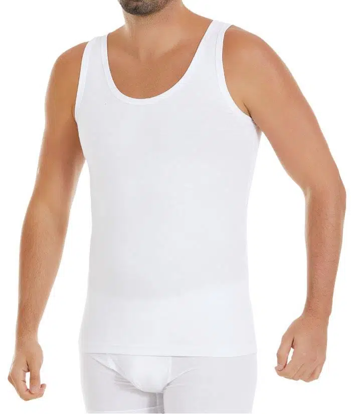 Yıldız 15 Erkek Beyaz %100 Pamuk Sporcu Rambo Arkası Çapraz Ribana Atlet - BEYAZ