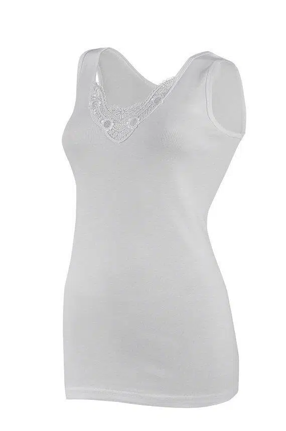 Yıldız 2027 Beyaz Kalın Askılı Ribana Güpürlü Kadın Atlet - BEYAZ