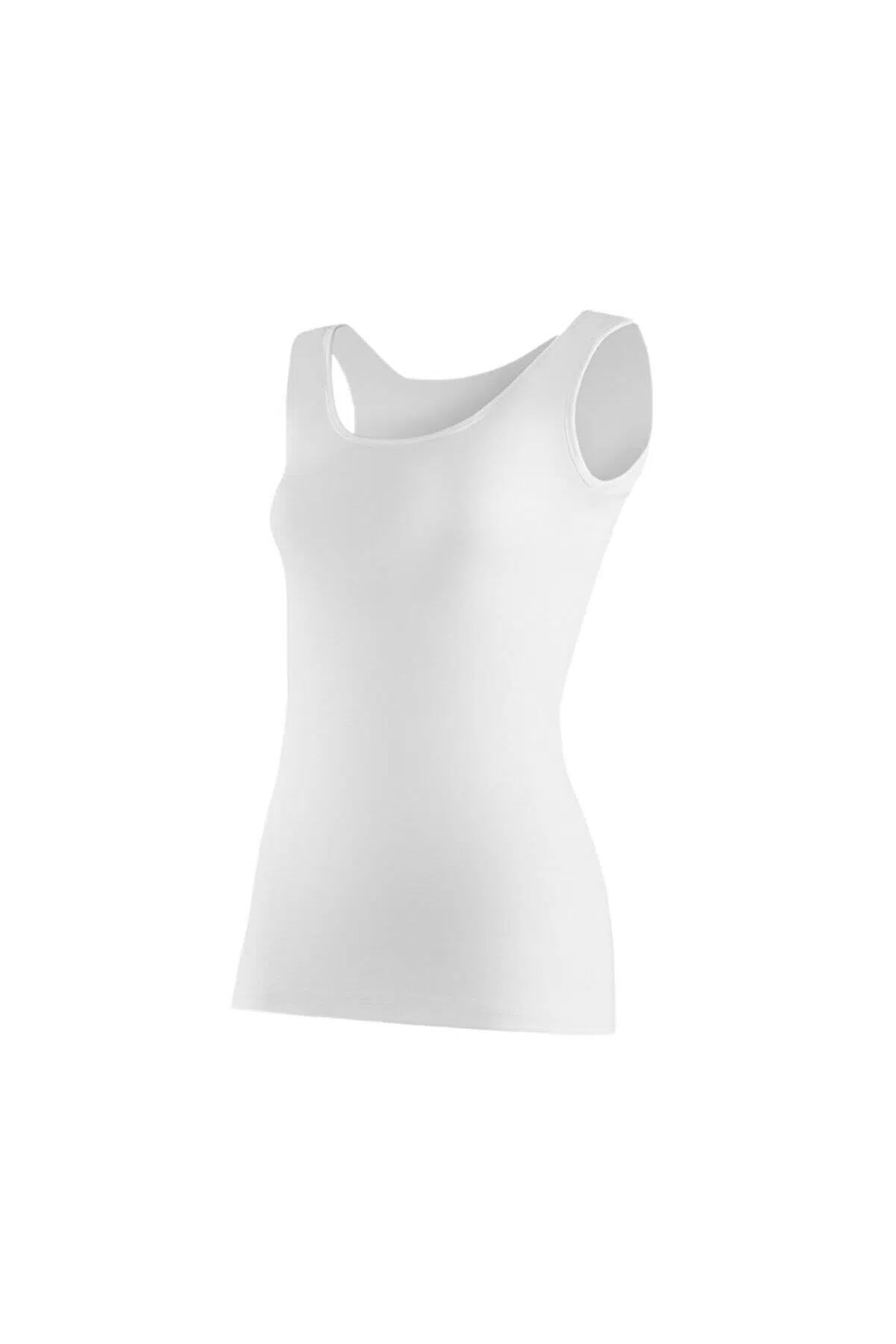 Yıldız 2028 Battal Geniş Askılı Biyeli Ribana Kadın Atlet - BEYAZ