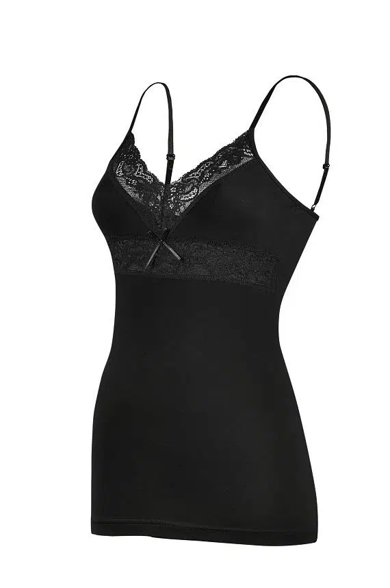 Yıldız 2291 Siyah Ayarlı V Yaka Dantelli Atlet - SİYAH