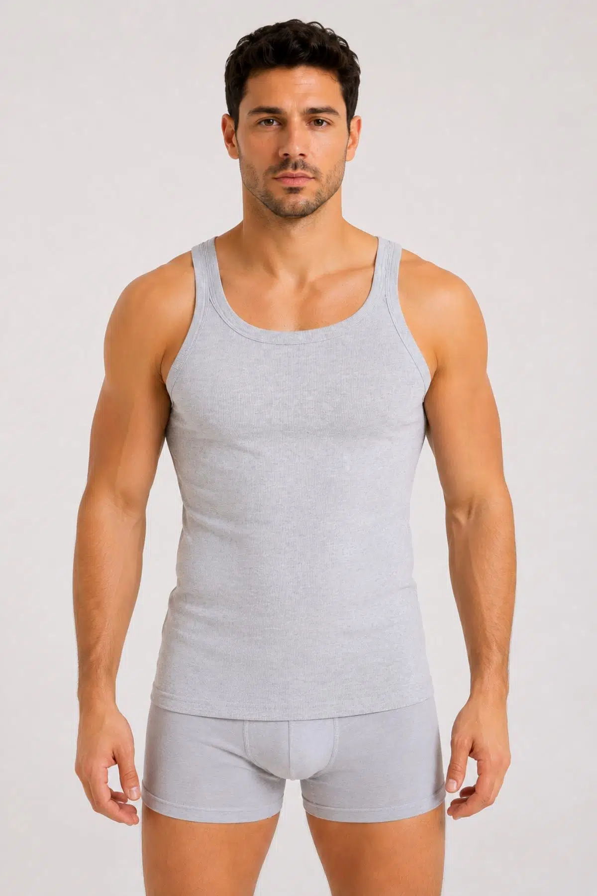 Yıldız Premium Seri Erkek Pamuklu Kaşkorse Fitilli İnce Askı Body Atlet - GRİ