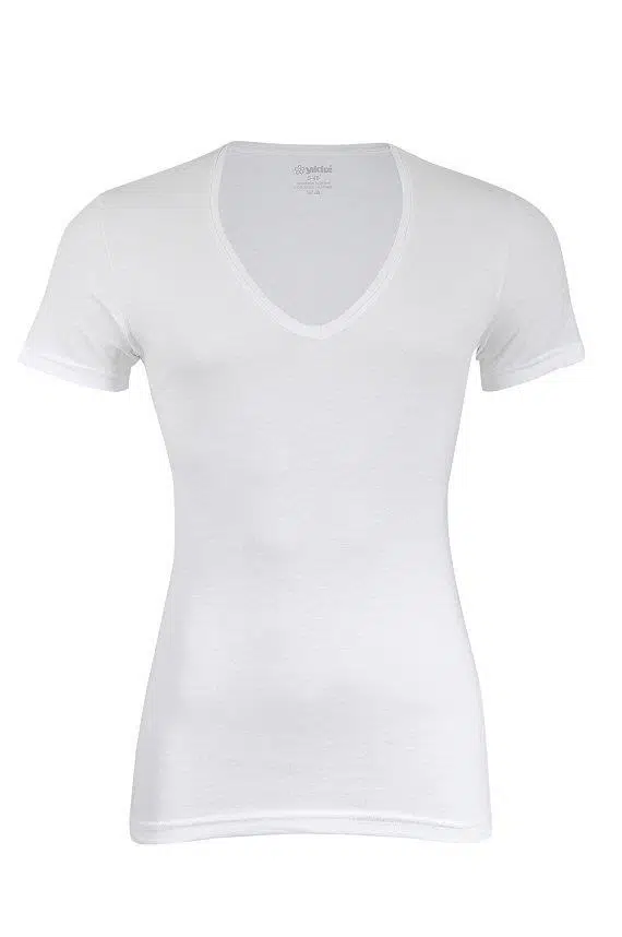 Yıldız 355 Derin V Yaka Kısa Kollu Erkek T-Shirt - BEYAZ