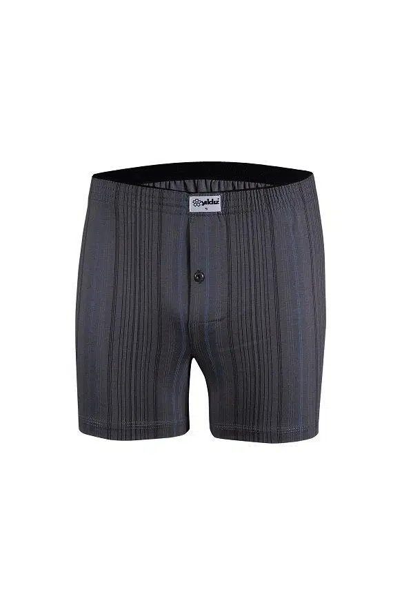 Yıldız 43 Erkek %100 Pamuklu Havlu Bel Çizgili Rahat Boxer - FÜME