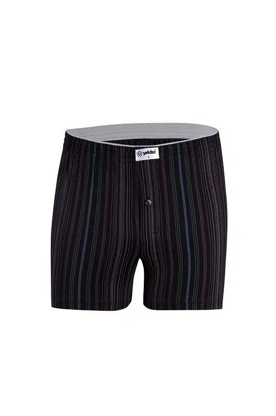 Yıldız 43 Erkek %100 Pamuklu Havlu Bel Çizgili Rahat Boxer - SİYAH