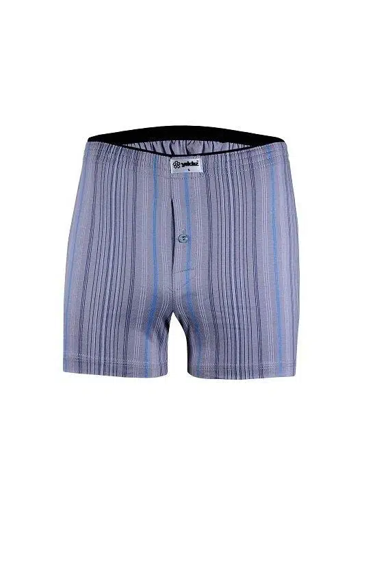 Yıldız 43 Erkek %100 Pamuklu Havlu Bel Çizgili Rahat Boxer - GRİ