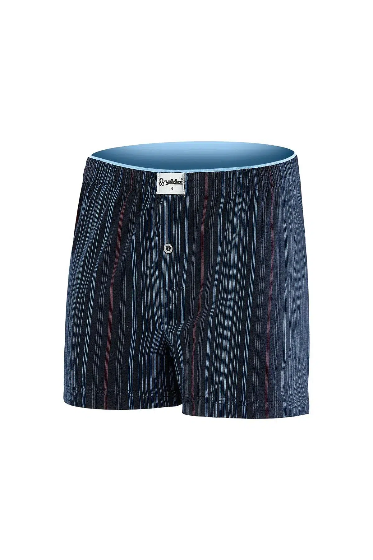Yıldız 43 Erkek %100 Pamuklu Havlu Bel Çizgili Rahat Boxer - LACİVERT
