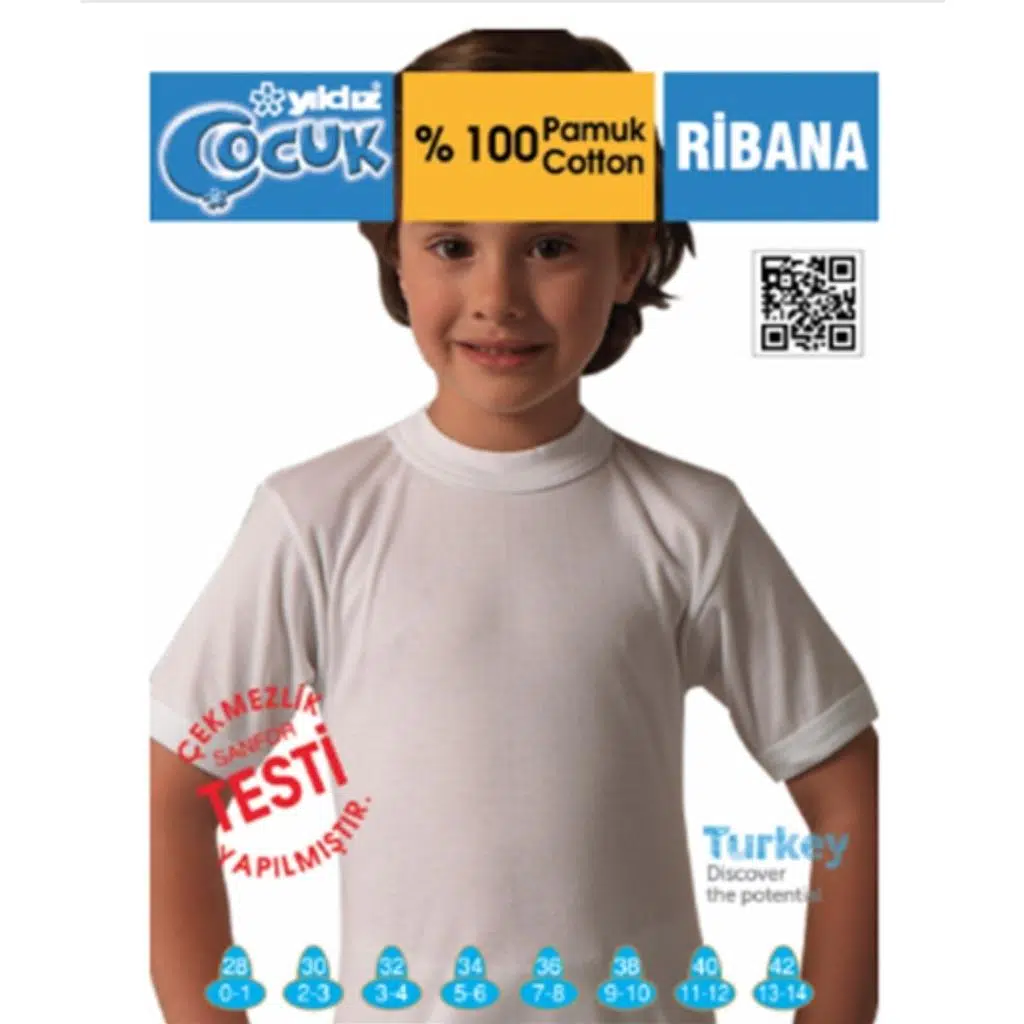 Yıldız 56 Erkek Çocuk Pamuk Ribana Dr.Yaka Fanila - BEYAZ
