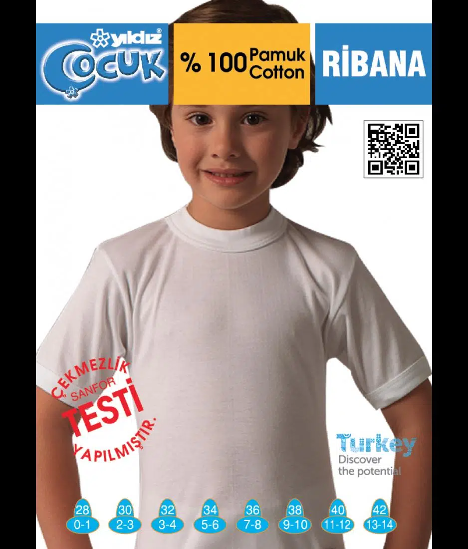 Yıldız 57 Erkek Çocuk Ribana Doktor Yaka Fanila - SİYAH