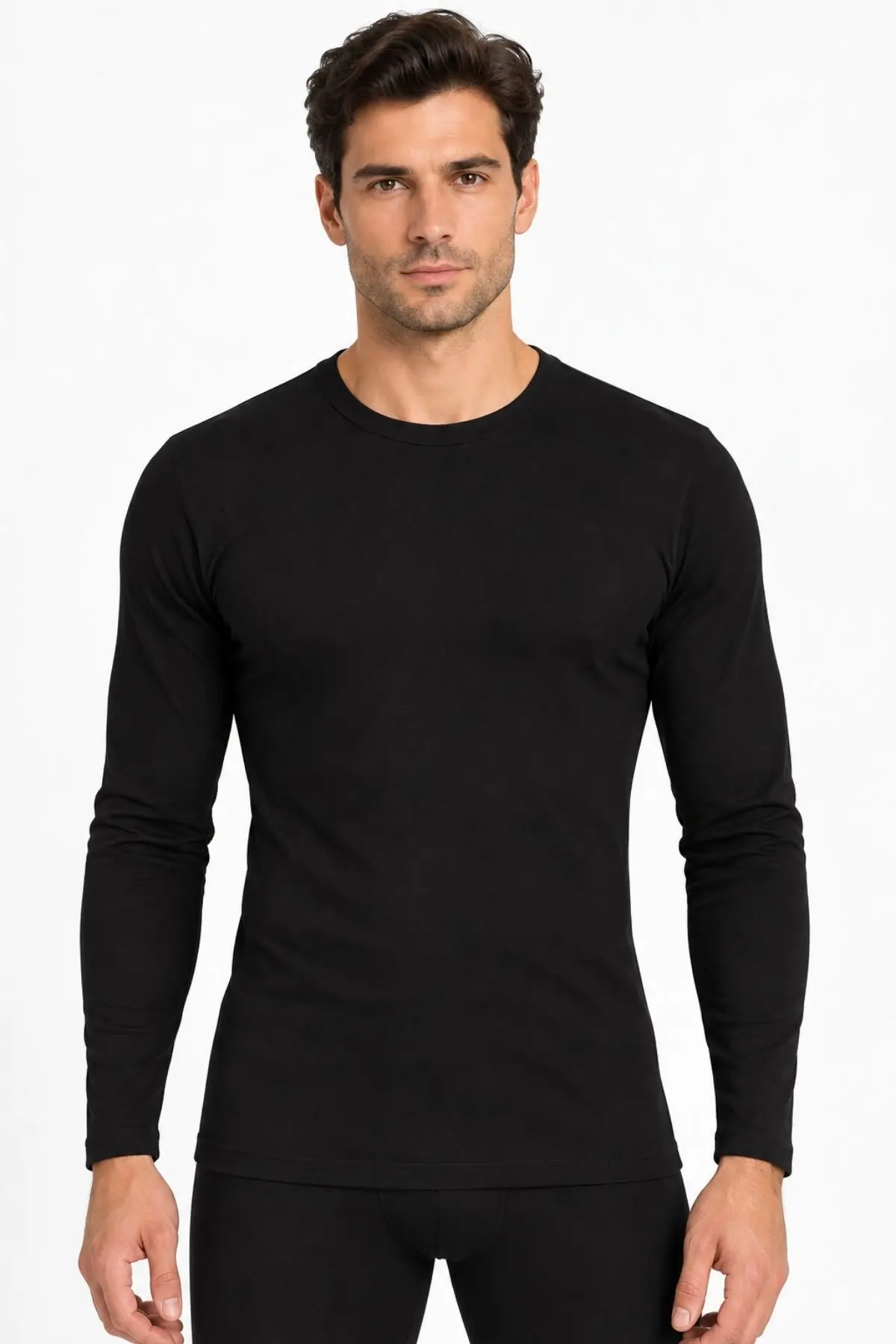 Yıldız Erkek Premium Pamuklu Likralı İnce Uzun Kollu Bisiklet Yaka Sweatshirt