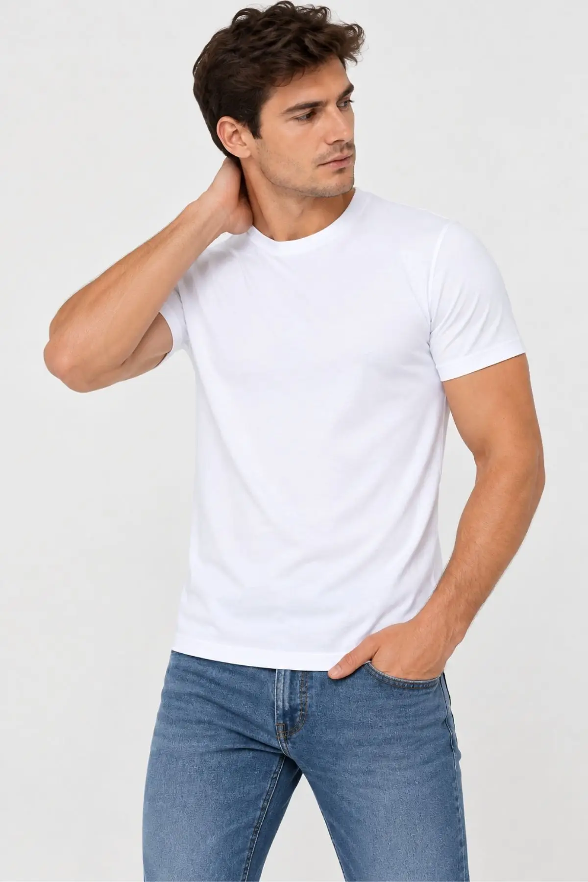 Yıldız 90 Erkek Premium Bisiklet Yaka Pamuklu Likralı Günlük T-Shirt 
