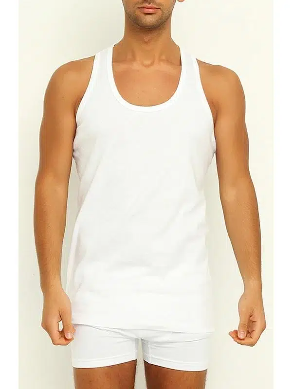 Yıldız Erkek Formen Beyaz Likralı Sporcu Rambo 1 Adet Atlet - BEYAZ